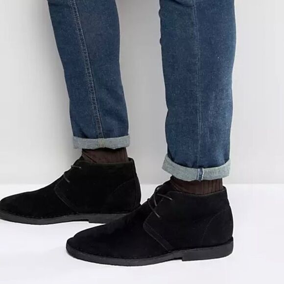ASOS Design Black Suede Desert Boots Sz 6 - Picture 1 of 7